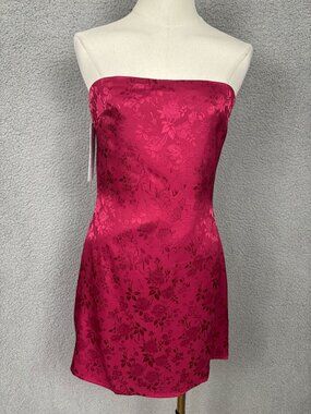 Princess Polly  Women's Strapless Mini Dress Lower Impact Red Floral  Size 4 NWT